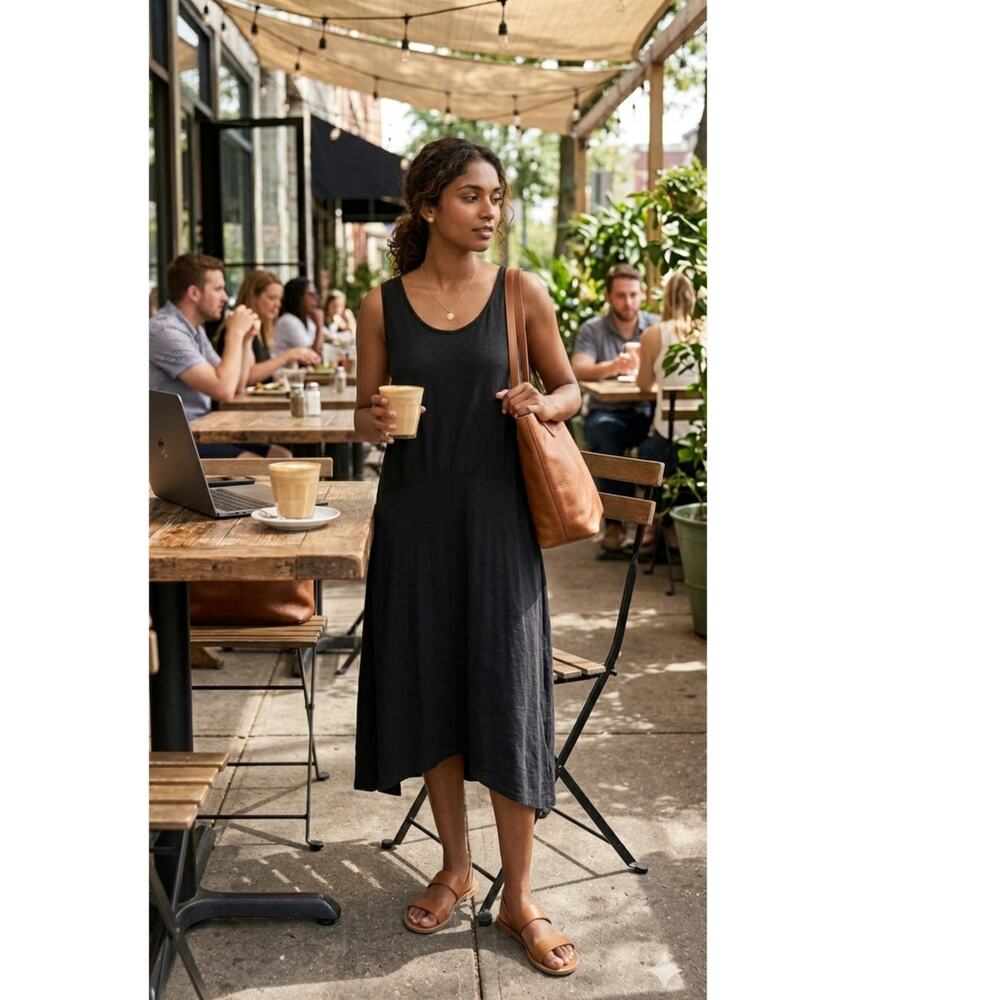 Agnes & Dora Black Sleeveless Midi Dress Size Medium NWOT